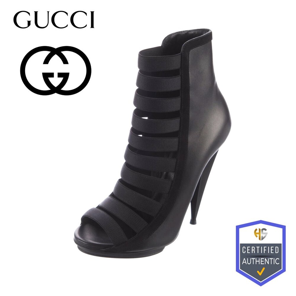Gucci Open-Toe High Heel Booties - New TOPY Soles & Heel Tips - Great Condition!